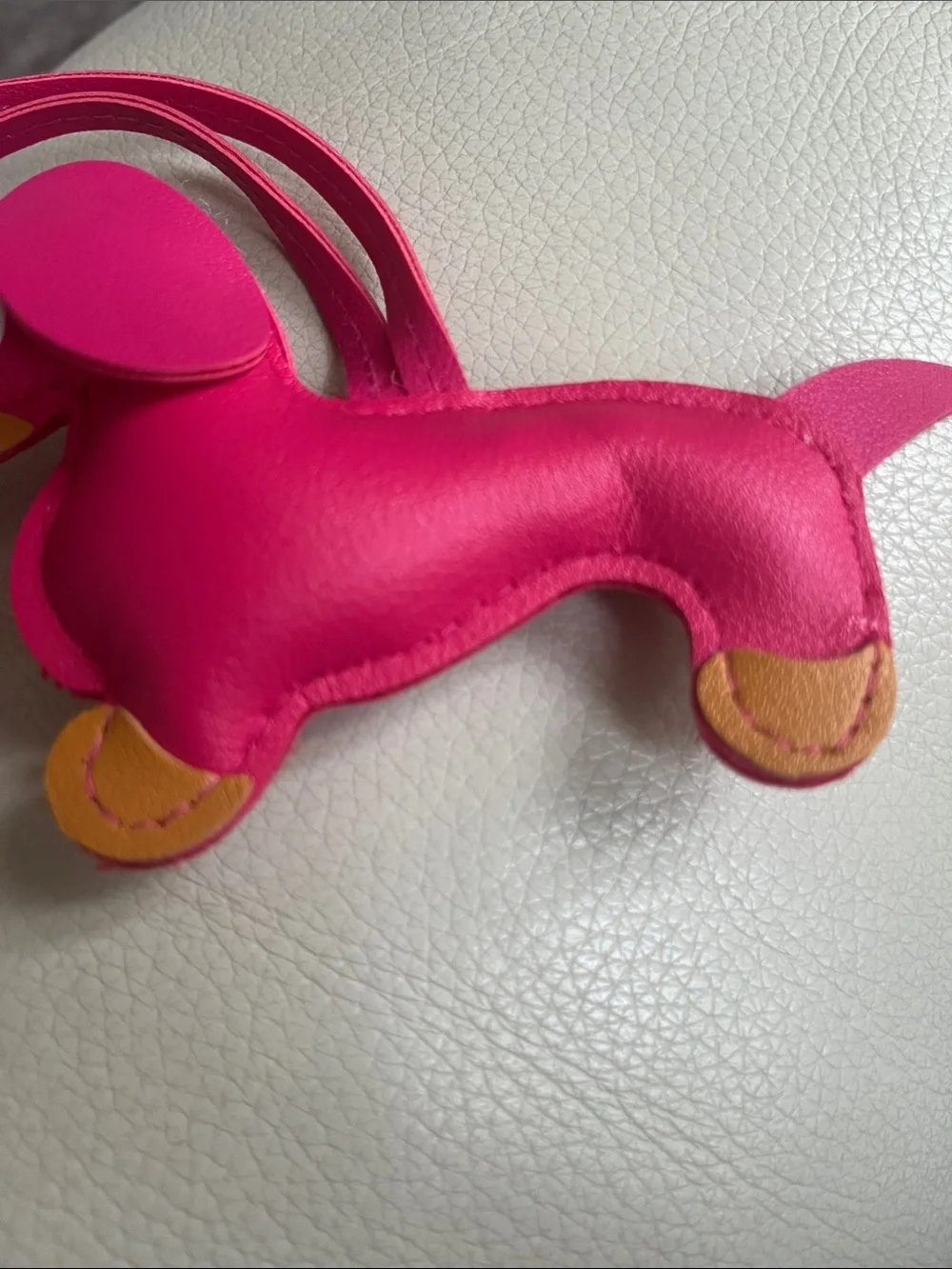 Pink Dachshund faux leather Bag Charm. Cute. New  without tags.
